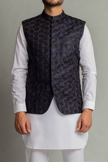 EGYPTIAN COTTON WAISTCOAT INDIGO BLACK