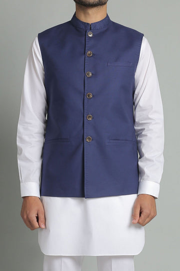 COTTON WAISCOAT NAVY BLUE