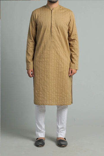 EMBROIDERED KURTA LIGHT BROWN