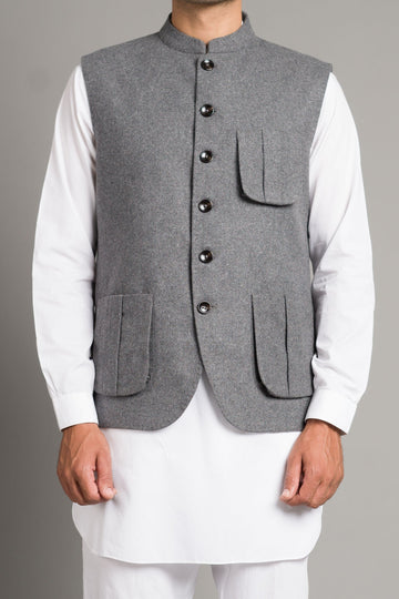 WOOL WAISCOAT GREY