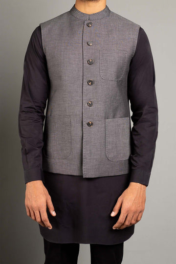 YARN DYED WAISTCOAT GREY