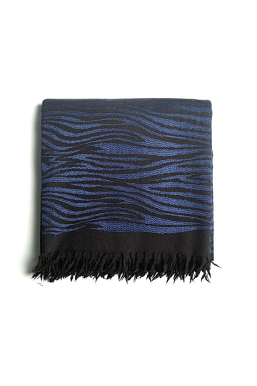 PASHMINA SHAWL BLACK BLUE