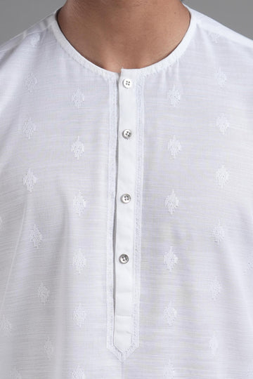 EMBROIDERED KURTA RDY WHITE