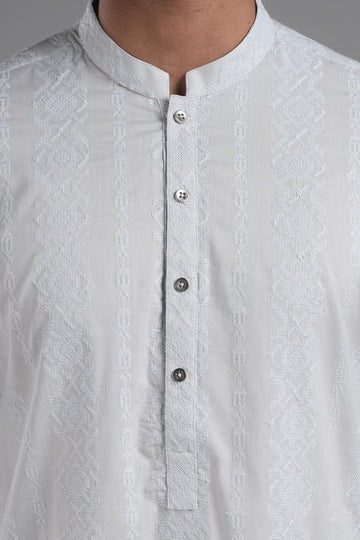 EMBROIDERED KURTA RDY LIGHT GREY