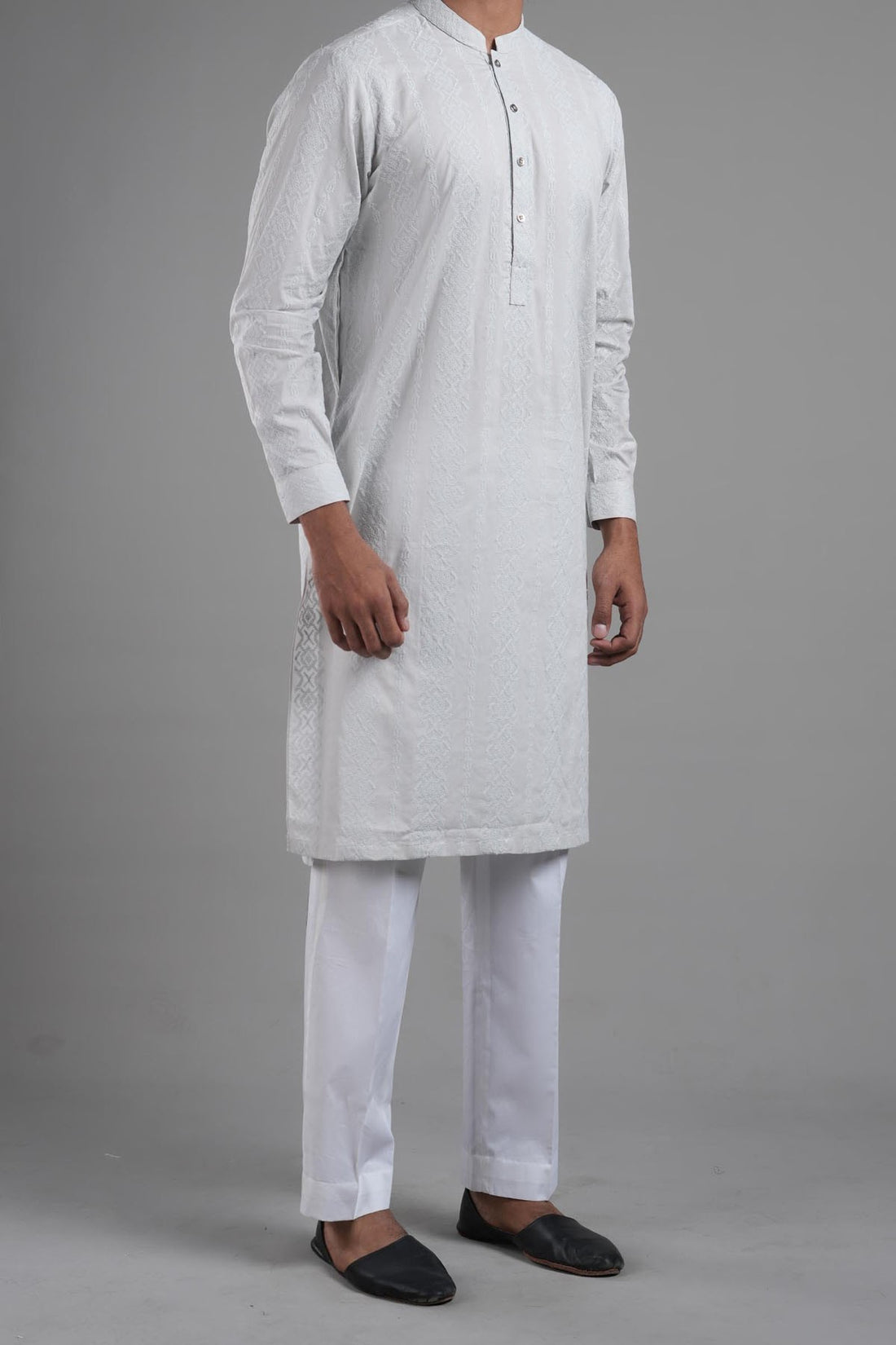 EMBROIDERED KURTA RDY LIGHT GREY