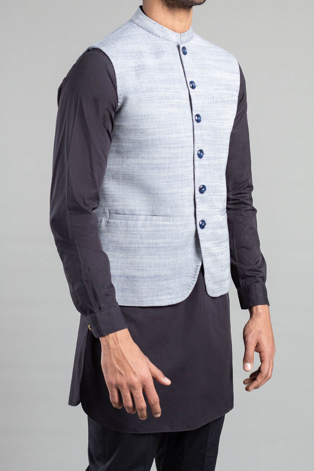 COTTON LINEN WAISTCOAT SKY BLUE