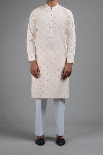 EMBROIDERED KURTA PEACH