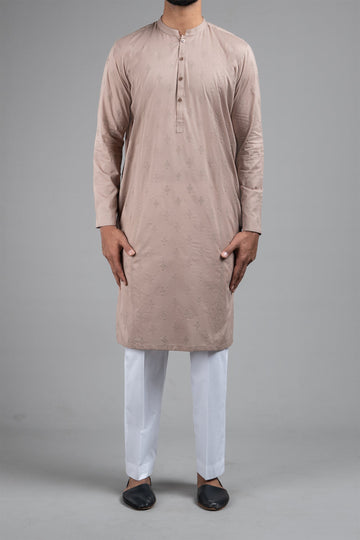 EMBROIDERED KURTA BROWN