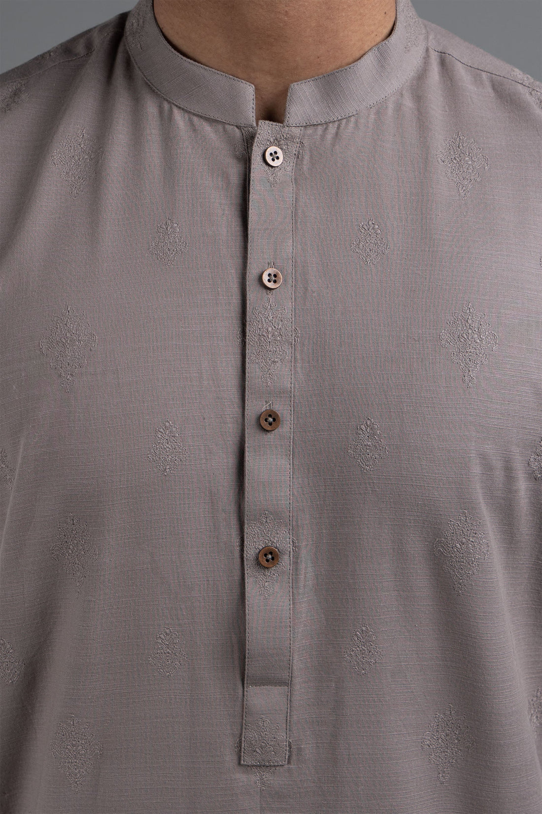 EMBROIDERED KURTA BROWN