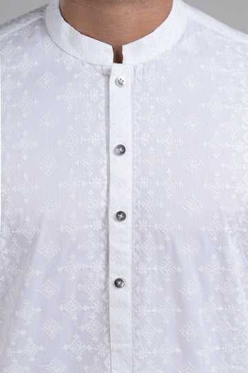 EMBROIDERED KURTA WHITE