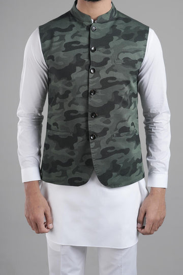 JACQUARD WAISTCOAT GREEN