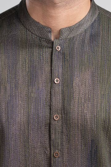 EMBROIDERED KURTA OLIVE GREEN