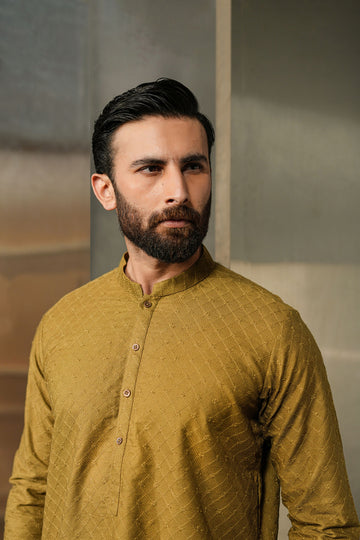 EMBROIDERED-KURTA-OLIV-GRN