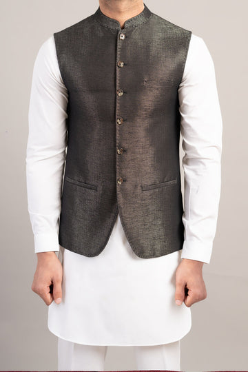 HANDLOOMED WAISTCOAT BLACK
