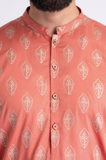 EMBROIDERED-KURTA-RUST