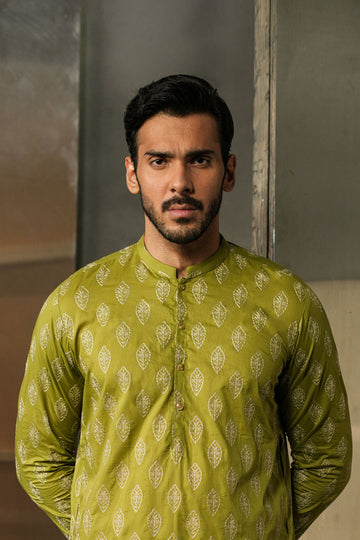 EMBROIDERED-KURTA-OLIVE