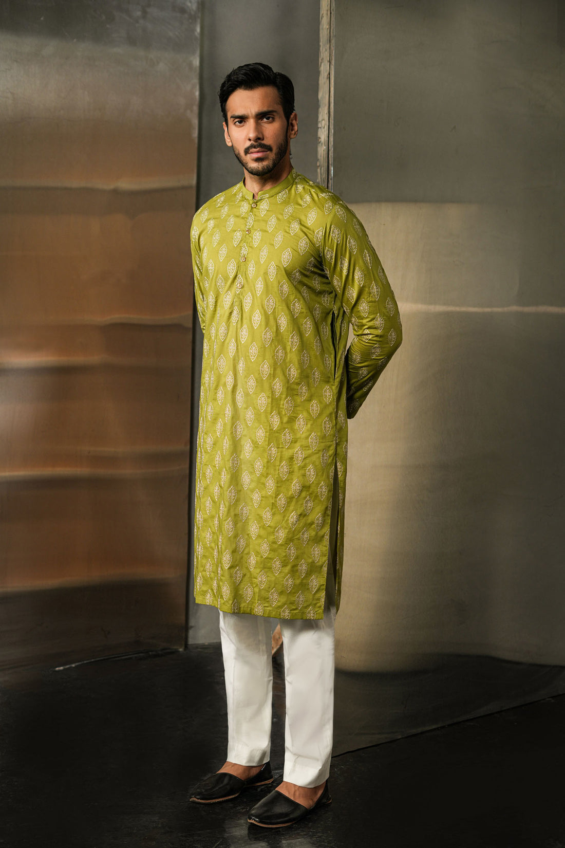 EMBROIDERED-KURTA-OLIVE