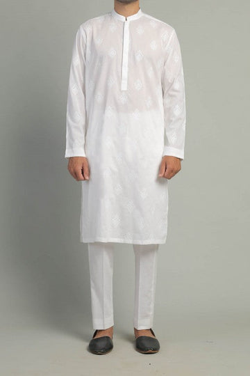 EMBROIDERED KURTA WHITE