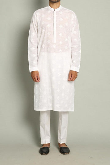 EMBROIDERED KURTA WHITE