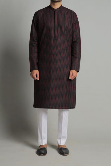 EMBROIDERED KURTA BLACK MAROON