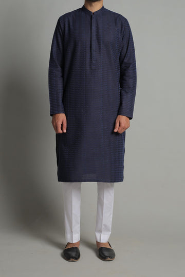 EMBROIDERED KURTA BLUE AND BLACK