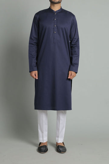 JACQUARD KURTA NAVY BLUE