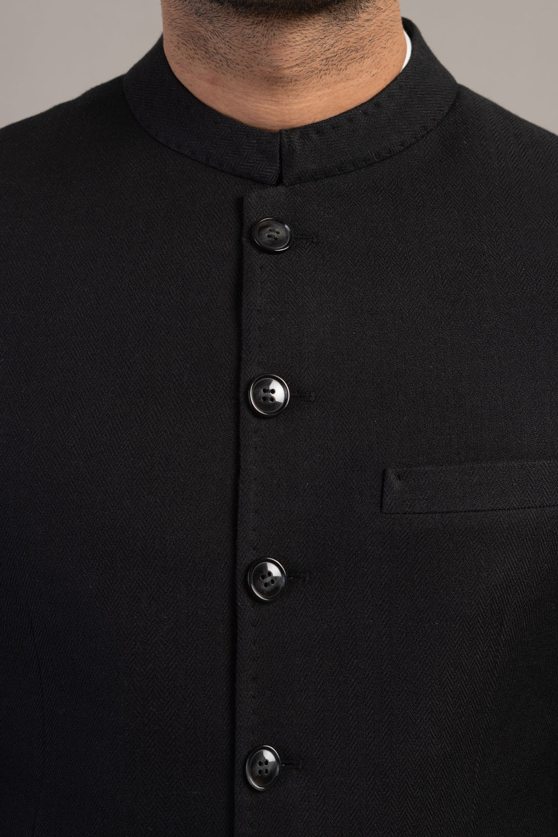 HANDLOOMED SHERWANI-BLACK