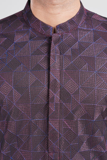 EMBROIDERED KURTA-BLACK