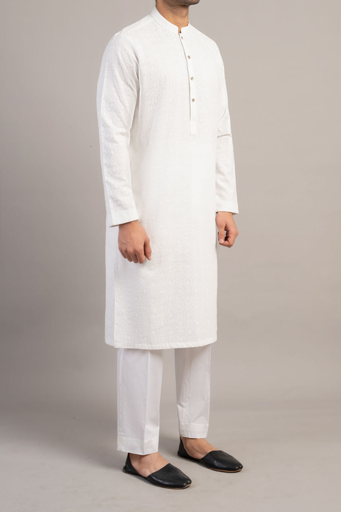 EMBROIDERED KURTA-WHITE