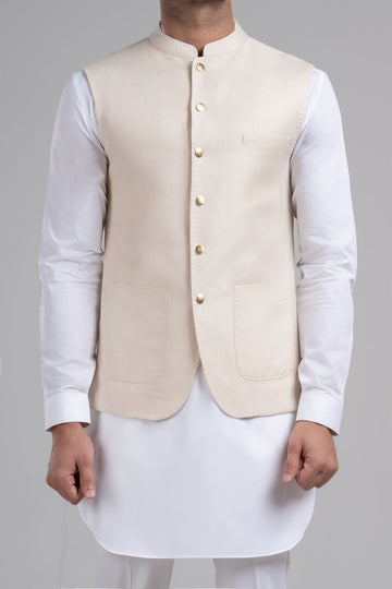 PASHMINA WAISTCOAT -OFF-WHITE