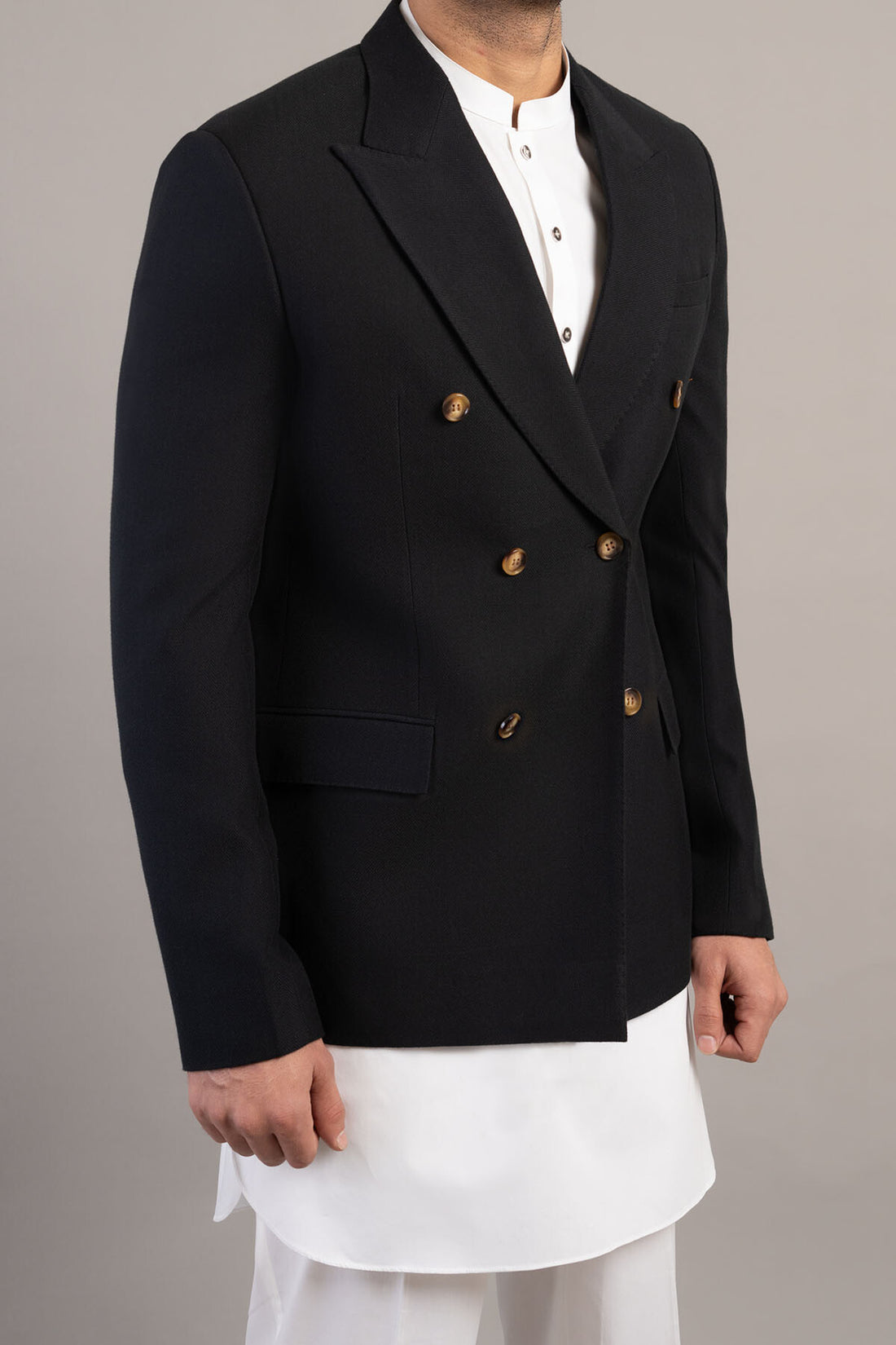 DOUBLE BREASTED BLAZER-BLACK
