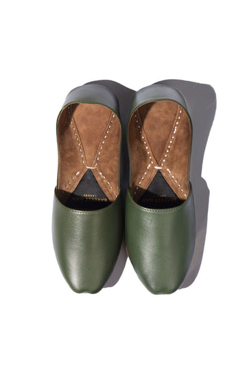 Leather Khussa Green - shop at Bareezeman