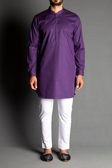 TWIN BAND KURTA-PURPLE