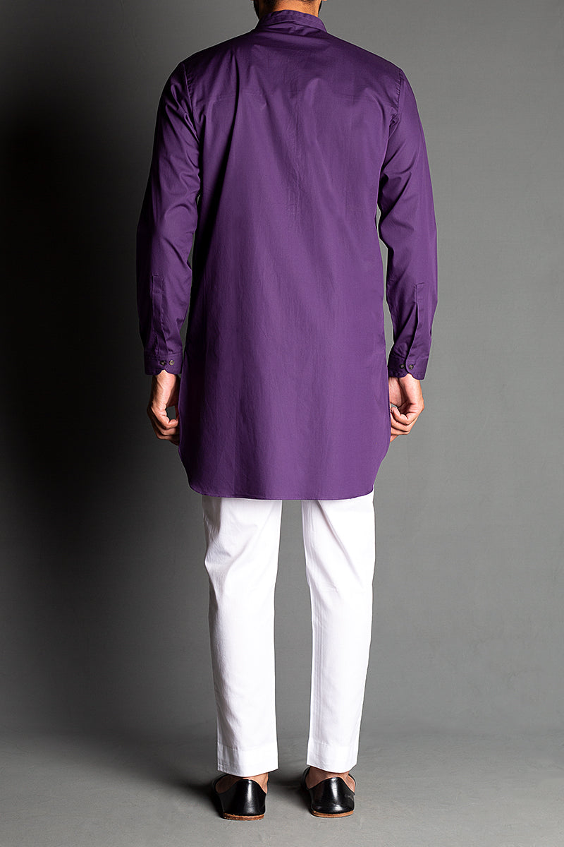 TWIN BAND KURTA-PURPLE