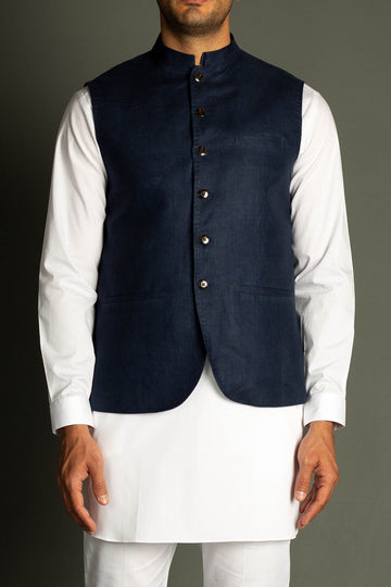LINEN-WAISTCOAT-NAVY-BLU