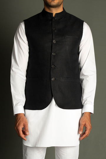 LINEN-WAISTCOAT-BLACK