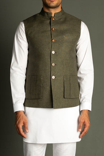 LINEN-WAISTCOAT-GREEN