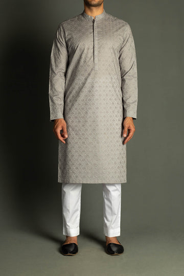 EMBROIDED-KURTA-GREY