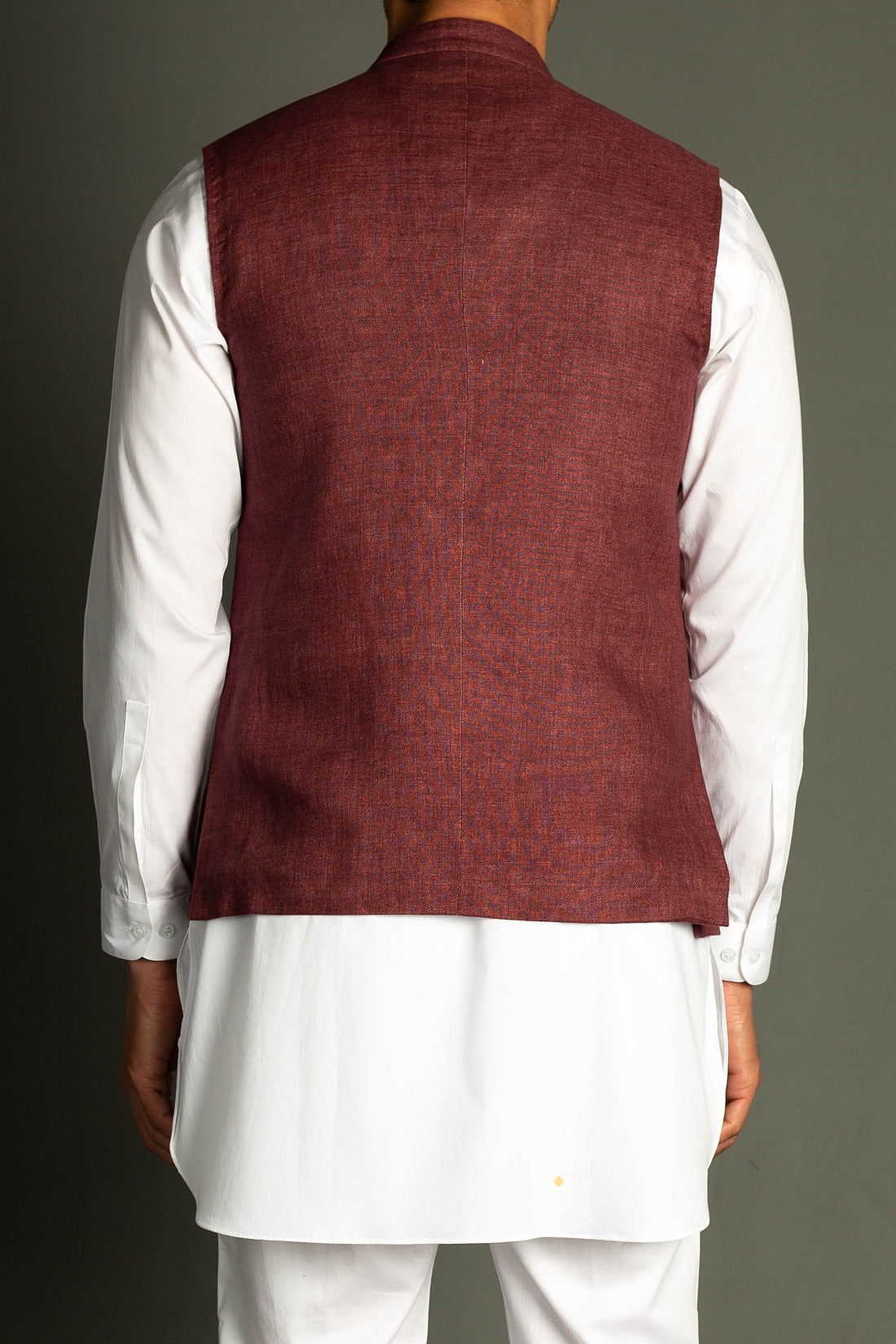 LINEN-WAISTCOAT-MAROON