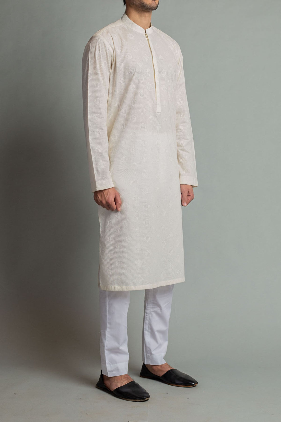 Embroidered Kurta Off White