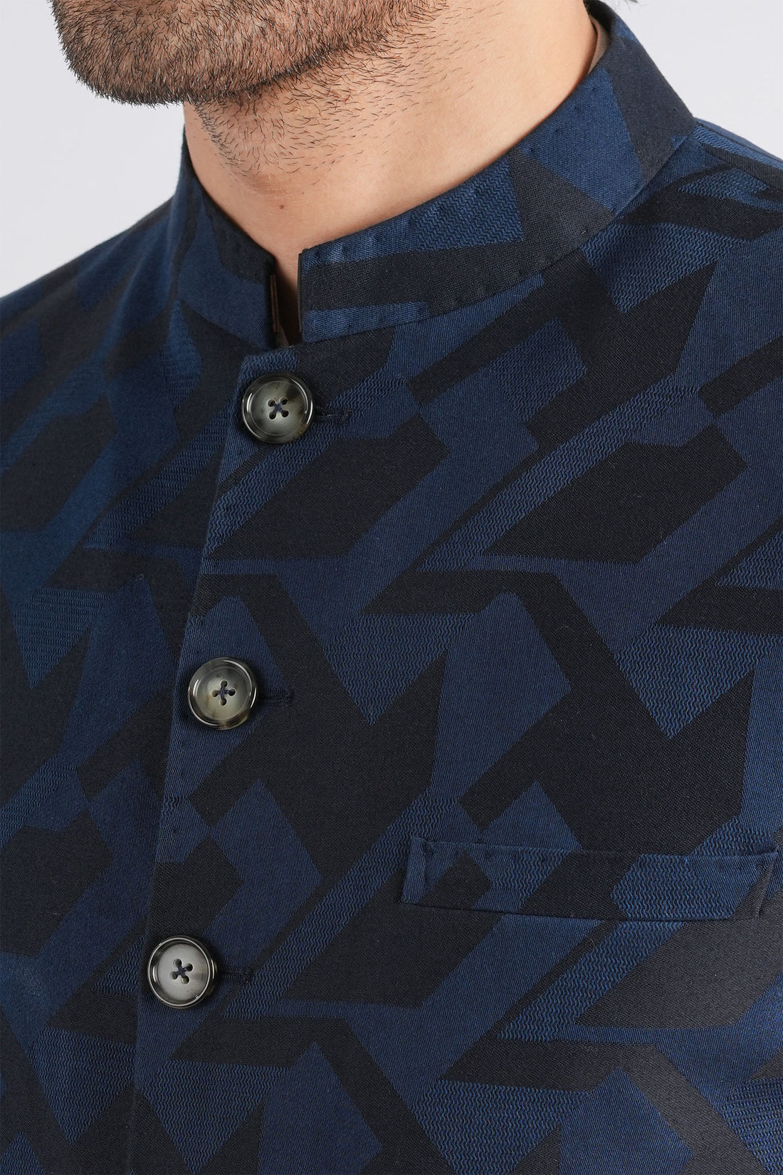 Jacquard-Waistcoat-Blue