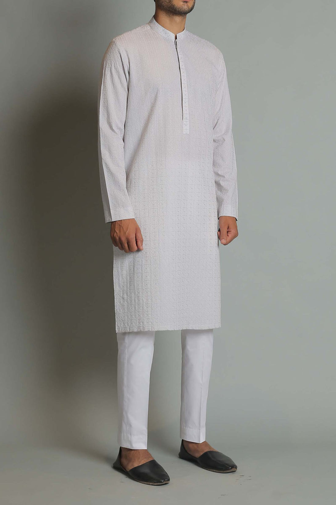 Embroidered Kurta Pearl Grey