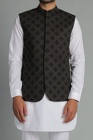 Embroidered Waistcoat Ash Black