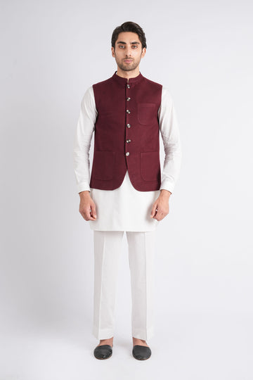Pashmina-Waistcoat-Maroon