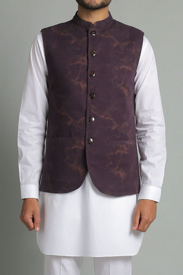 Digital Printed Waistcoat Burgandi