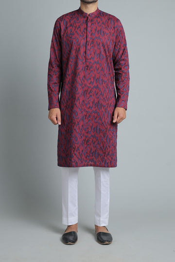 Embroidered Kurta Maroon