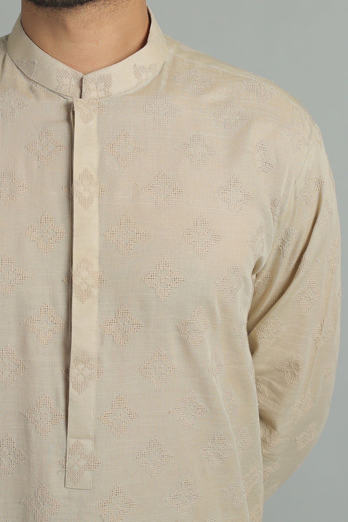 Embroidered Kurta Beige