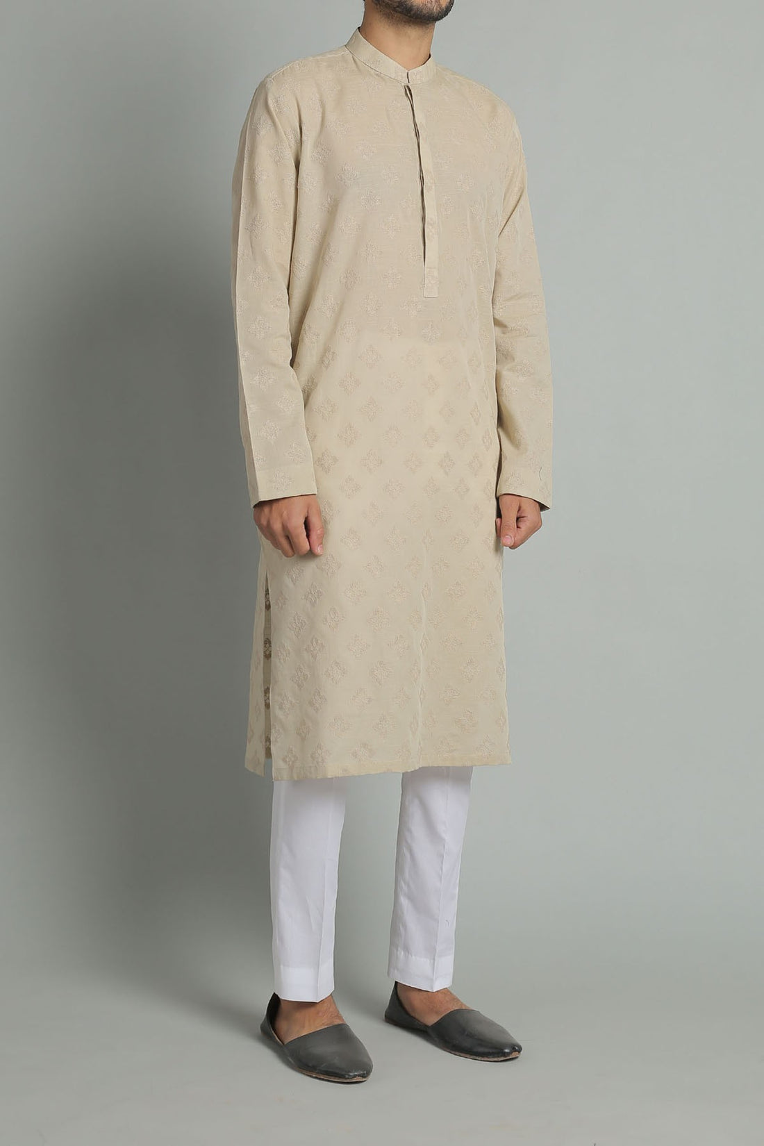 Embroidered Kurta Beige