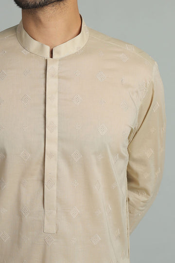 Embroidered Kurta Beige