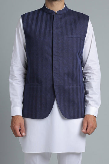 Embroidered Waistcoat Blue